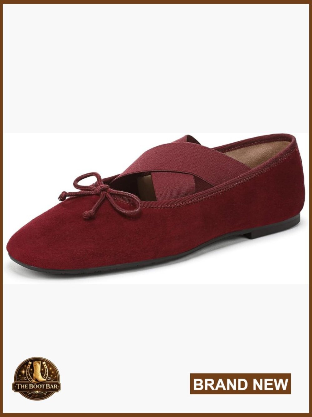 Ballet Flat with Elastic Strap, Round Toe, Slip On
